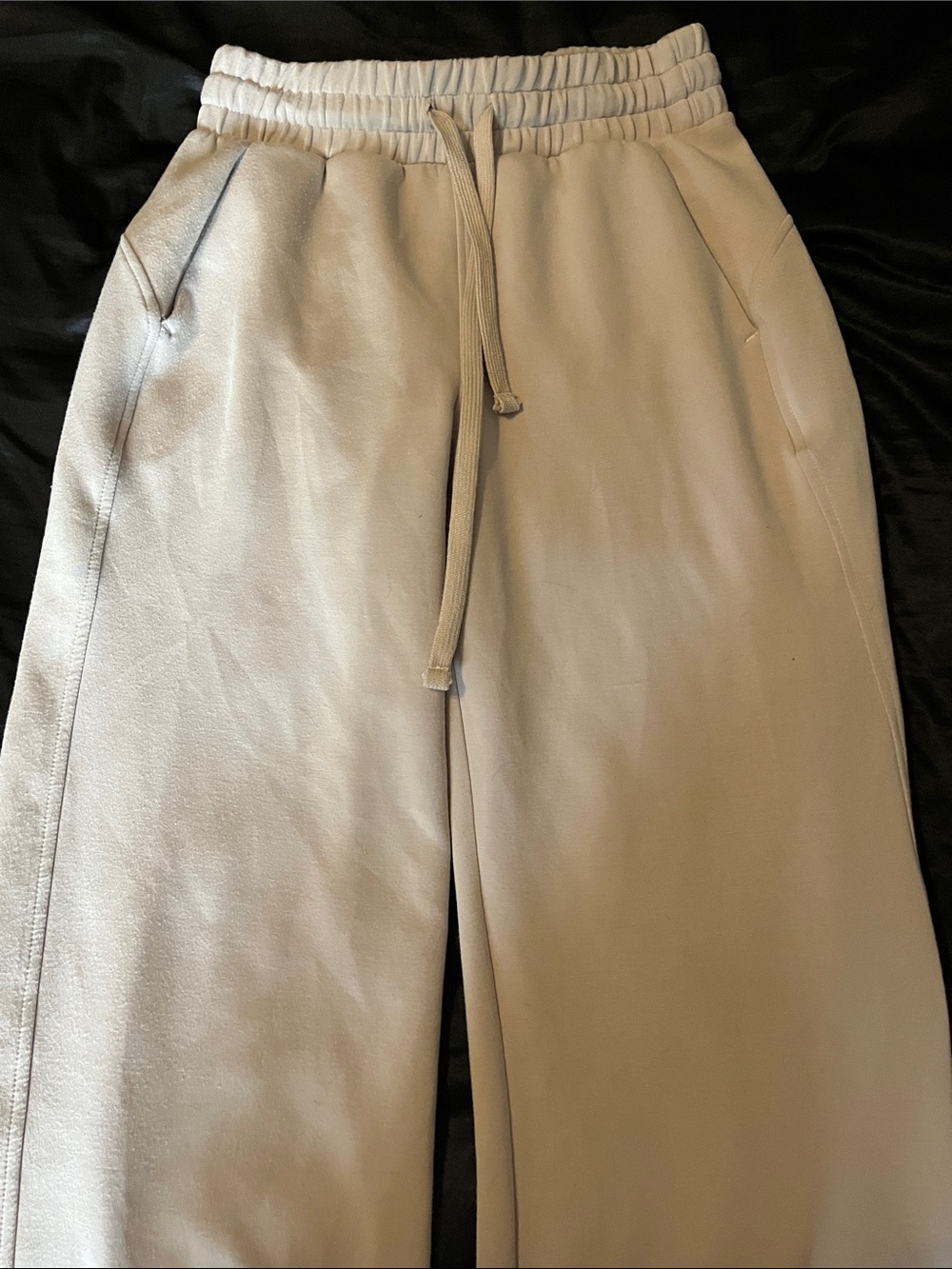 Neutral Beige Drawstring Jogger Pants for Women